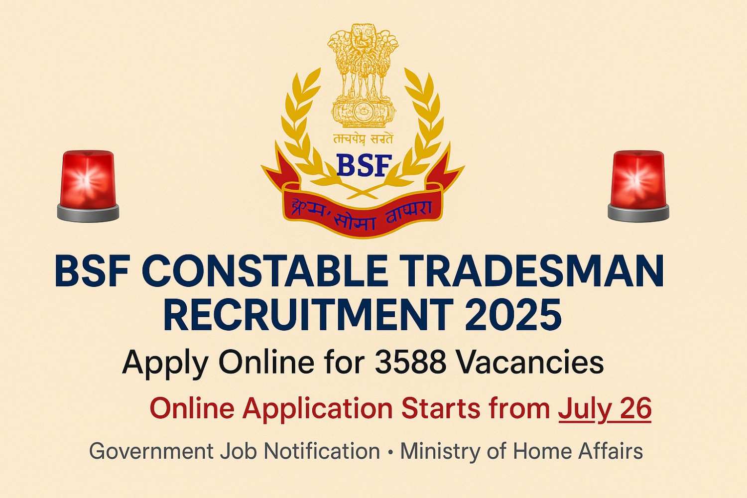 BSF Constable Tradesman Recruitment 2025 – Apply Online for 3588 Vacancies
