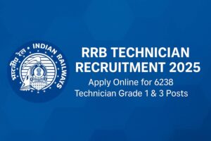 RRB Technician Recruitment 2025 Apply Online for 6238 Technician Grade 1 and Grade 3 Posts Official Government Notification Banner